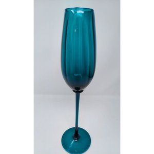Vintage Teal Optic Empoli Long Stemmed Mid Century Vase